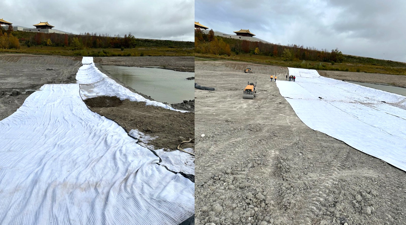 15000 Square meters Geosynthetic Clay Liner Installed for Rainwater Pond in Canada